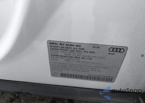 2019 Audi E-Tron Premium Plus from USA, damaged, VIN WA1LAAGE1KB023810